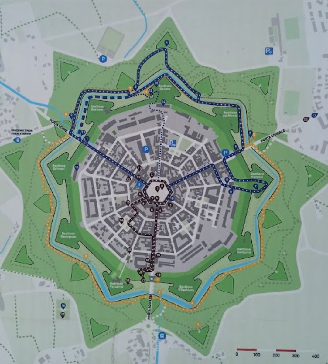 Miasto w kształcie gwiazdy Foto: mapa miasta Palmanova