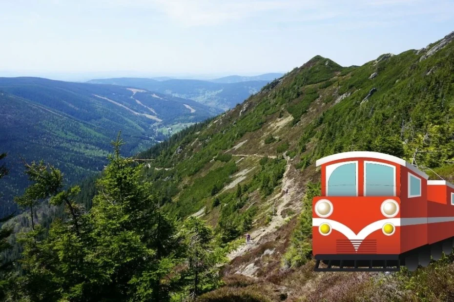 tunel pod śnieżką Foto: Góry i symbol pociągu