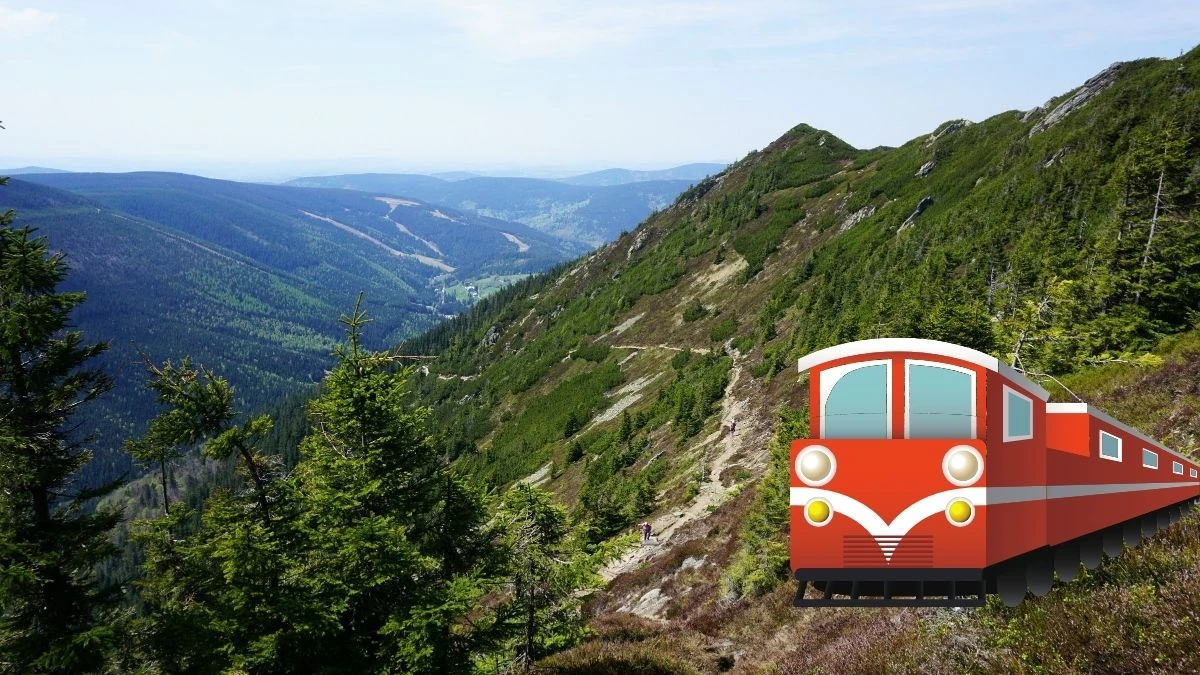 tunel pod śnieżką Foto: Góry i symbol pociągu