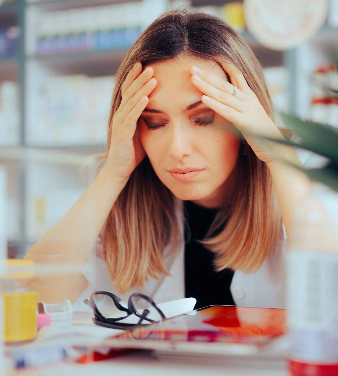 6 zawodów które niszczą życie i szczęście Foto: kobieta trzymająca się za głowę